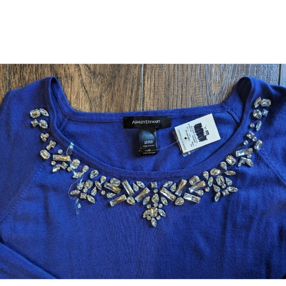 Ashley Stewart Size 26 Jewel Embellishment Violet Purple Cold Shoulder Tunic NWT - Picture 3 of 16